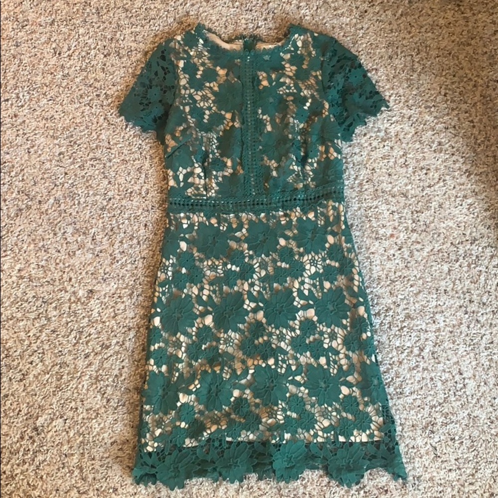 Green floral eyelet cocktail dress
